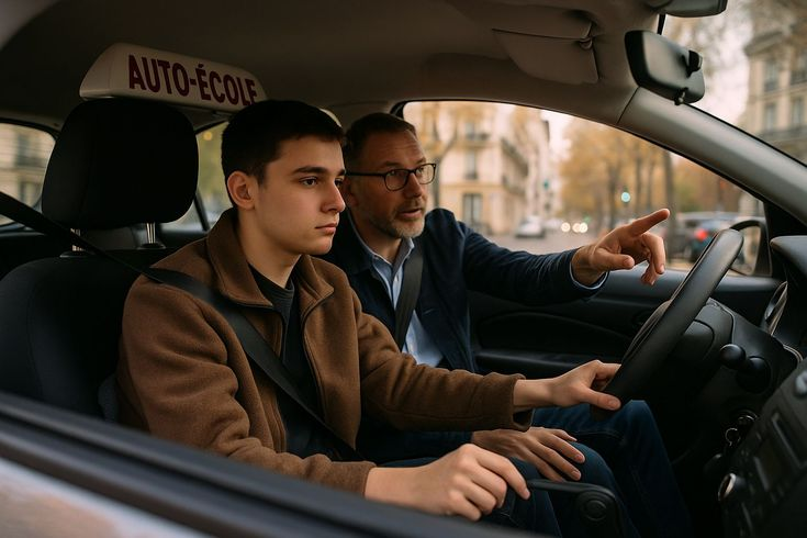 Kørelærer og elev i bilen